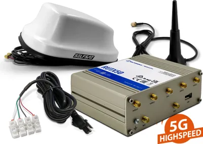 Produktbild von Teltonika RUTX50 Komplettset mit SELFSAT Dachantenne weiß