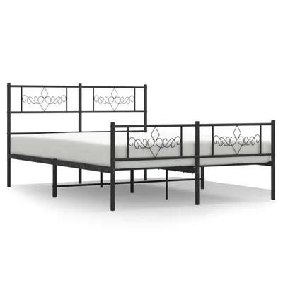 Image de vidaXL Cadre de lit avec tête et pied de lit en métal noir 140x190 cm