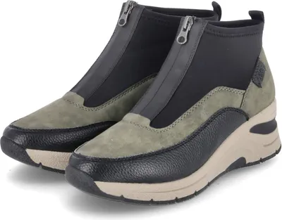 Produktbild von Rieker Damen sportliche Stiefeletten/ Ankle Boots Grün-Schwarz Textil-Synthetik Größe: 39