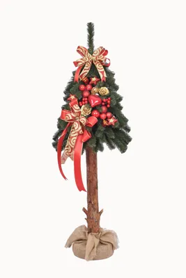 Zdjęcie produktu dla PINUS COMPANY | Choinka na pniu 110 cm - Czerwona - Elegancka dekoracja - Ręcznie wykonana i wyjątkowa