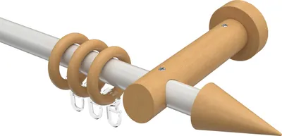 Produktbild von Interdeco Gardinenstange / Vorhangstange Weiß / Buche lackiert, Typ Talena Siveo (Kegel), 20 mm Ø 1-läufig, 400 cm