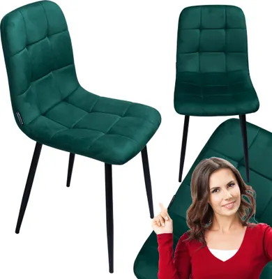 Zdjęcie produktu dla Krzesło tapicerowane welurowe do salonu jadalni velvet loft butelkowa zieleń