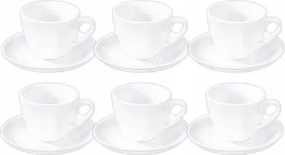 Produktbild von Wilmax Tassen 190 ml Weiß Porzellan mit Untertassen 6er Set WL-993175/AB6
