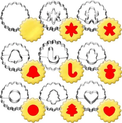 Productafbeelding van Linzer uitsteekvormpjes, set, 9 stuks, koekjessnijders, koekjes