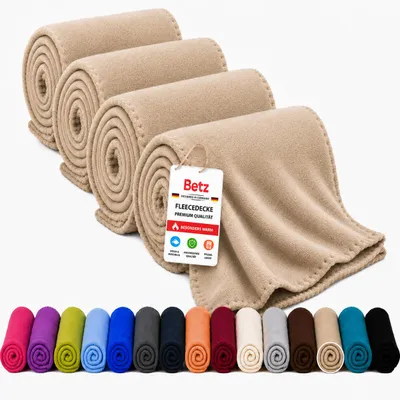 Produktbild von Betz 4 Stück Luxus Fleecedecken 130x170 cm Kuscheldecken  Farbe sand