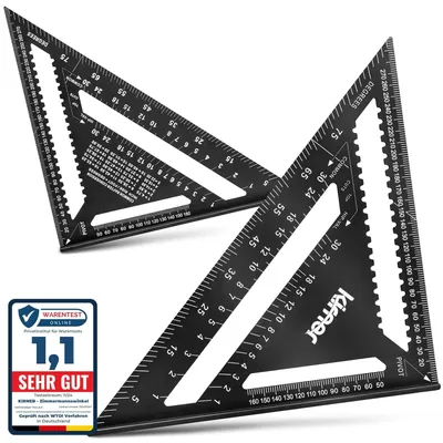 Obrázok produktu pre Uholník na drevo 30 cm, 5 v 1, hliník, vodidlo píl, pre stolárstvo