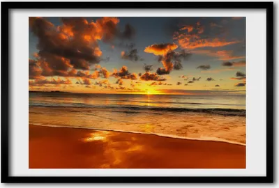 Produktbild von Bild 60x40 MDF-Rahmen, Wandkunst Sonnenuntergang am Strand