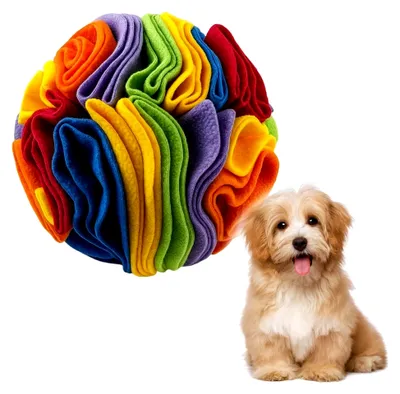 Produktbild von Schnüffelball für Hunde, 10 cm Hundespielzeug für Intelligenz- und Geruchstraining (Regenbogenfarben)
