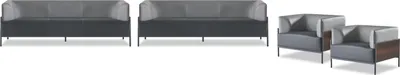 Produktbild von Exclusive Universelle Sofagarnituren 4tlg Leder Schwarz Modern Designer