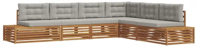 Produktbild von vidaXL Outdoor-Sofagarnitur mit Kissen 6 Stück Natürlich und Hellgrau