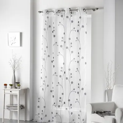 Produktbild von Voile Vorhang 140 cm x 240 cm Fairview Grau Blumen