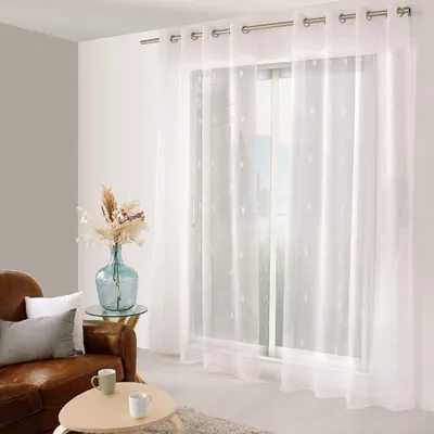 Gardinenschal Polyester 140x240 cm Weiß Ösen lichtfilternd waschbar
