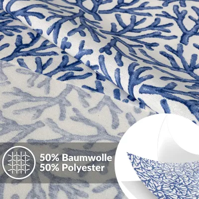 Tischdecke Maritim Korallen Blau 100x140cm Schnittkante Wasserabweisend abwaschbar, Hauptbild