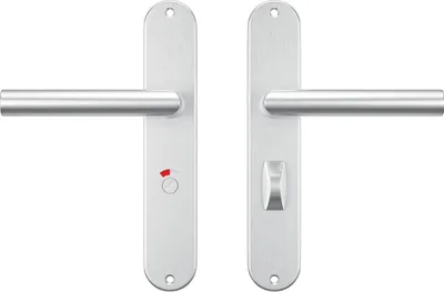 Produktbild von AXA Türbeschlagset für Innentüren - Oval Milan - Türgriff aus Aluminium - für WC/Badezimmer - TL63 - 8 - Türgriff mit Schutzschild