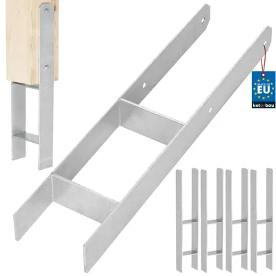Immagine prodotto di KOTARBAU® 4 pz. Supporto per pali ad H da inserire nel calcestruzzo 120 mm/ 600 mm Ancoraggio ad H in acciaio zincato argento Scarpe per travi per pali Base per pali con ancoraggio in calcestruzzo Trave in acciaio Ancoraggio in acciaio