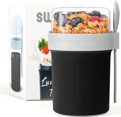 Image de Swkien Pot de céréales Pot de yaourt to Go 780ML Lunchpot Noir