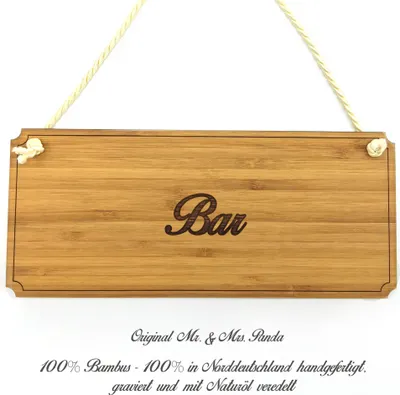 Produktbild von Mr. & Mrs. Panda Infotafel Bar - Geschenk, Hinweisschild, Praxisschild, Shabby, Schild, Landhaus, Türschild, Firmenschild, Graviert, Wegweiser, Geschenkidee