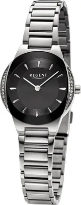 Regent 12221179 Damen-Armbanduhr Edelstahl Silber/Schwarz 1