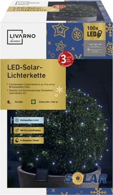 Produktbild von Livarno home LED-Solar Lichterkette 8 Lichteffekte mit Memory-Funktion Kaltweiß