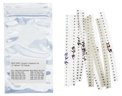 0805 SMD Keramikkondensator-Set, 12 Werte x 25 Stück, 100pF–22µF