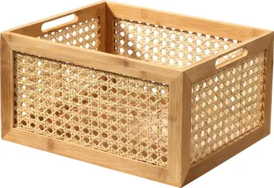 Produktbild von CALICOSY -  Aufbewahrungsbox Bambus und Rattan Große Größe – L35x28x18 cm