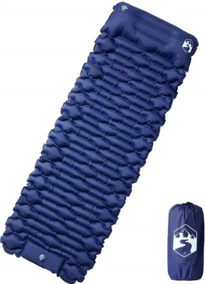 Image de Matelas de camping autogonflant oreiller 1 personne bleu marine