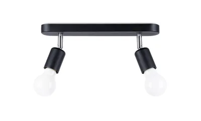 Zdjęcie produktu dla Lampa sufitowa FORNES czarna-chromowana 2xE27x60W metal wym:13x33x6cm IP20 Sollux Lighting