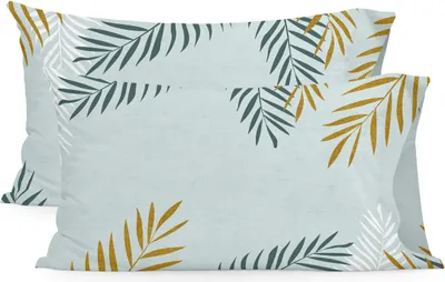 Image de Taie d'oreiller HappyFriday Blanc Foliage Menthe Multicolore 50 x 75 cm (2 pièces)