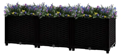 Produktbild von Hochbeet 120x40x38 cm aus Polypropylen, Palettenrahmen, Hochteich, Gemüsebeet, Kräuterregal für Balkon, Blumenbeet, Kräuterspirale, Tomatenbeet, Pflanzhochbeet