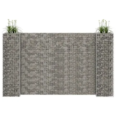 Image de vidaXL Panier à plantes en gabion en forme de H fil d'acier 260x40x150 cm
