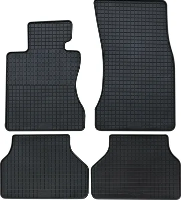 Zdjęcie produktu dla do BMW serii 5 (E60) od 06/2003-02/2010 Pasujące dywaniki gumowe PETEX 4-częściowe czarne dywaniki na każdą pogodę Gumowe dywaniki podłogowe
