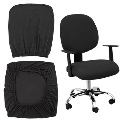 Stuhlbezug-Set, Stretch, 2er-Pack, 50 cm, Schwarz, Polyester-Spandex