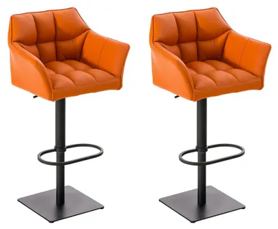 Produktbild von CLP 2er Set Barhocker Damaso Kunstleder drehbar und höhenverstellbar orange Gestell Farbe schwarz