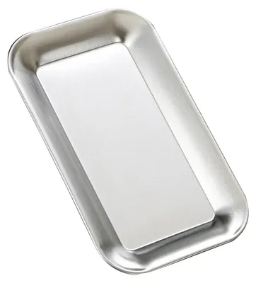 Image de Plateau de service en acier inoxydable - Assiette carrée miroir - Idéal pour le camping, les barbecues, les buffets et les amuse-bouches - 21 x 12,5 cm