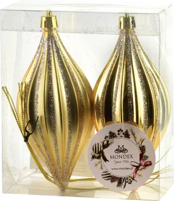 Image de Boules de Noël en plastique « Santa Lila », lot de 2, dorées