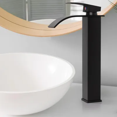Image de Robinet de lavabo cascade noir, 300 mm, mitigeur à une poignée