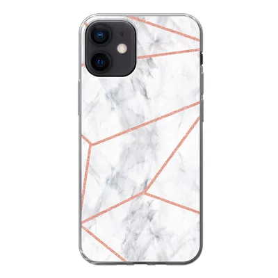 Produktbild von MuchoWow® Handyhülle Schutzhülle Hülle für iPhone 12 Marmor - Roségold - Weiß Silikon Softcase Handy Hülle - Schutzhülle