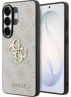 Produktbild von Handyhülle für Galaxy S26 Ultra, Guess Hardcase Leather, Rosa / Schwarz mit Big Logo Guess