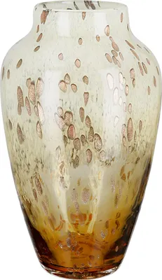 Produktbild von Casablanca by Gilde GlasArt Vase "Ambrosio" creme/amber, mit Tupfen und goldfarbenem Glitter, H.34 cm, Öffnung: D.11cm, 50846