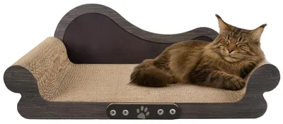 Image de Griffoir chat - Carton ondulé - 68 x 30 x 24 cm - Design canapé XXL - Aussi lieu de repos