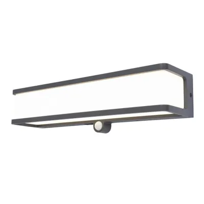 Zdjęcie produktu dla Kinkiet zewnętrzny LED z czujnikiem DOBLO szary 16,5W Neutralna biel 1800lm aluminium wym:9x35x9,1cm IP54 Lutec