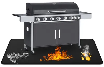Image de Tapis de barbecue - 100 x 150 CM Tapis ignifuge pour barbecue