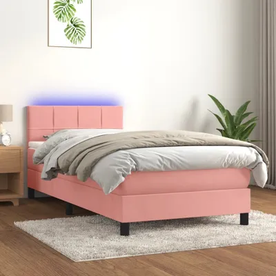 Produktbild von Boxspringbett mit Matratze & LED Rosa 90x200 cm Samt