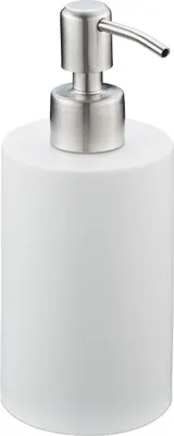 Obrázok produktu pre Dávkovač mydla Relaxdays, 180 ml, s možnosťou doplnenia, do kúpeľne, na WC, do kuchyne, dávkovač tekutého mydla, polyrezín, nerezová pumpička, biely