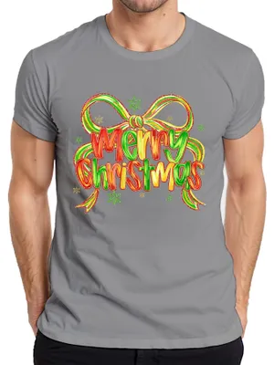 Produktbild von Merry Christmas glitzer schleife schneeflocke festlich Geschenk Herren T-Shirt, Grau, XXL