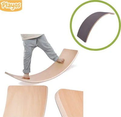 Produktbild von Playos® - Balance Board aus Holz - mit Filz - bis 200 kg - Kinder und Erwachsene - 82 x 30 cm - Wackelbrett Kleinkinder - Balance Board - Balance Board - Montessori Spielzeug