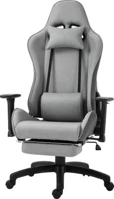 Produktbild von Kancelárska stolička Vinsetto počítačová stolička otočná stolička s odnímateľným hlavovým a bedrovým vankúšom funkcia hojdania ergonomická kancelárska stolička otočná výškovo nastaviteľná s podnožkou PP sivá 73x57x127-135 cm