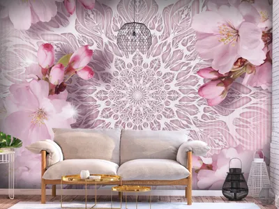 Immagine prodotto di Carta da parati in tessuto con motivo mandala e fiori, effetto 3D, colori rosa e rosa antico, dimensioni 400x280 cm – Carta da parati moderna, ideale per il soggiorno, decorazione murale, ingresso, codice prodotto b-A-0512-a-a