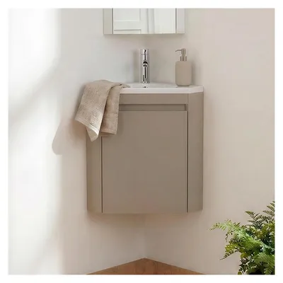 Image de Ensemble lave-mains LISA d'angle suspendu, vasque résine et robinet