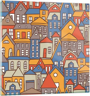 Produktbild von Bilder auf glas - Stadt Haus Straße - 70x70cm - Glasbilder - Wandbilder - Kunstdruck - zum Aufhängen bereit - Wanddekoration aus Glas - Glas Bilder - Wandbild auf Glas - Einteilig - GAC70x70-3953
